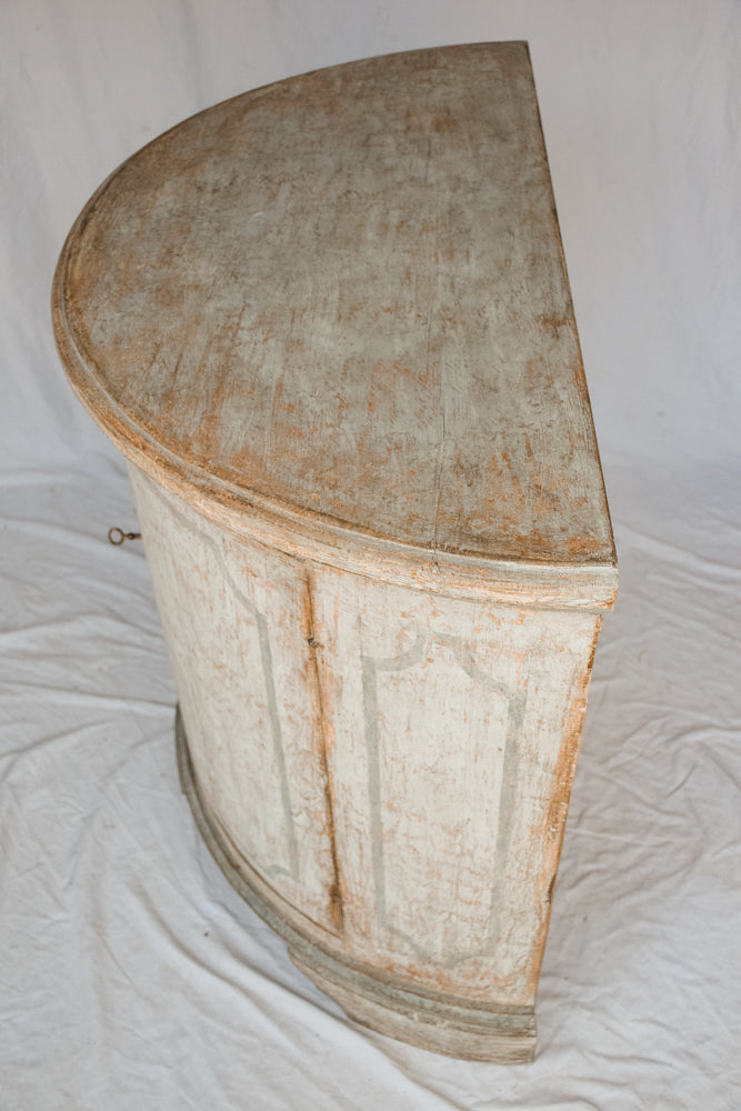 Italian Painted Demi Lune Cabinet