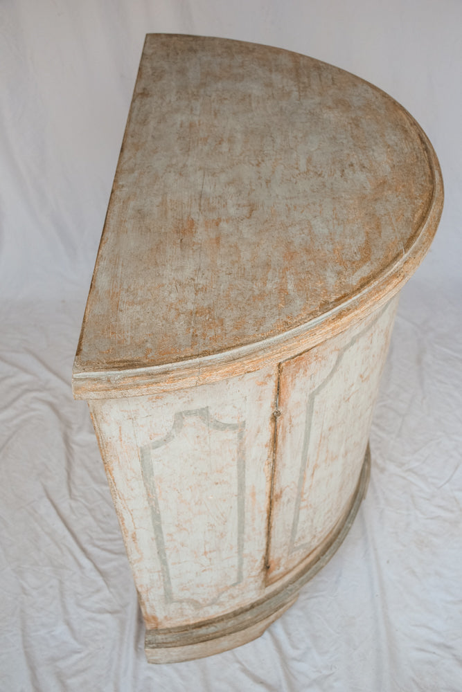 Italian Painted Demi Lune Cabinet