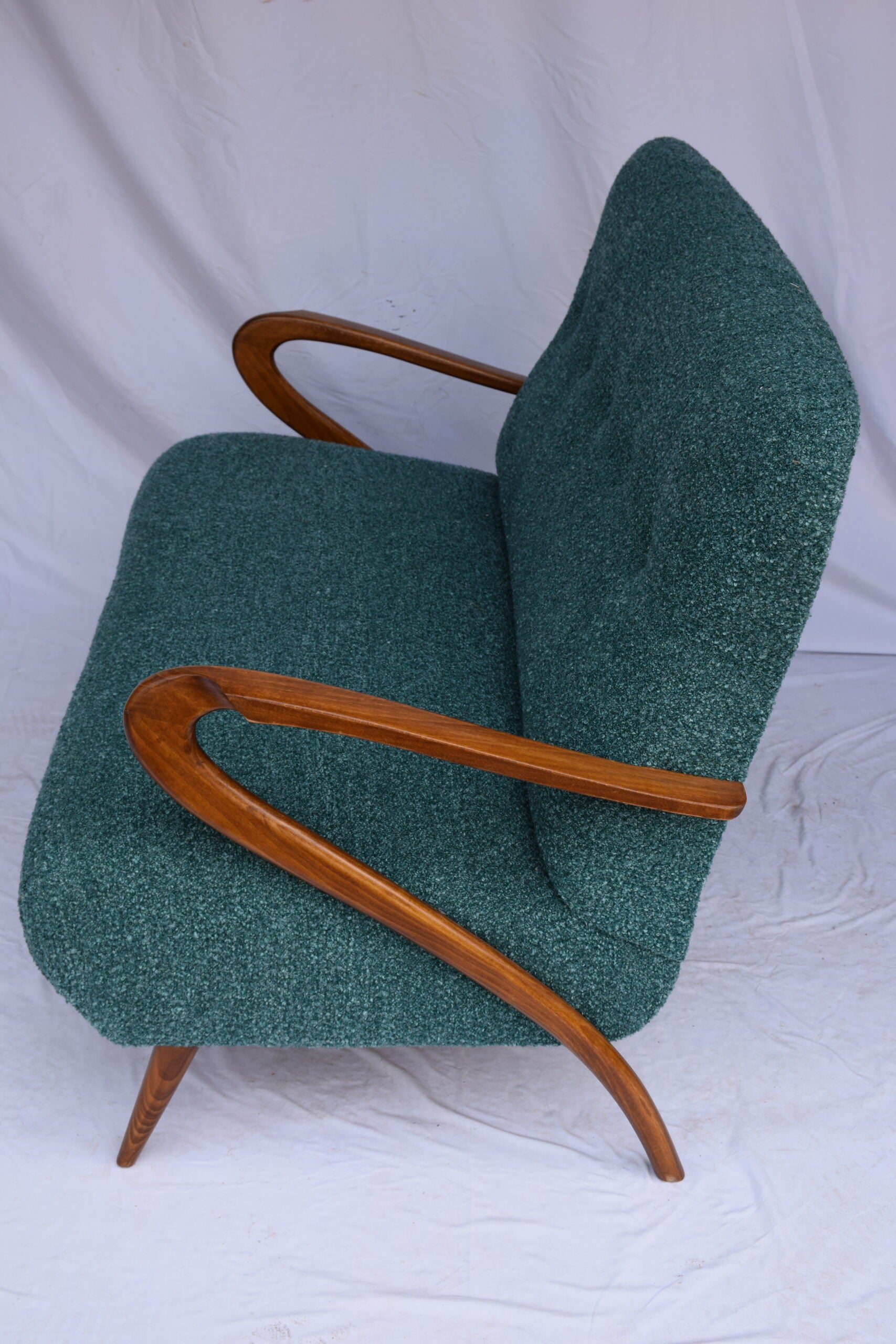 Italian Mid-Century Settee - Sofà Carlo Mollino Style in Teal Green