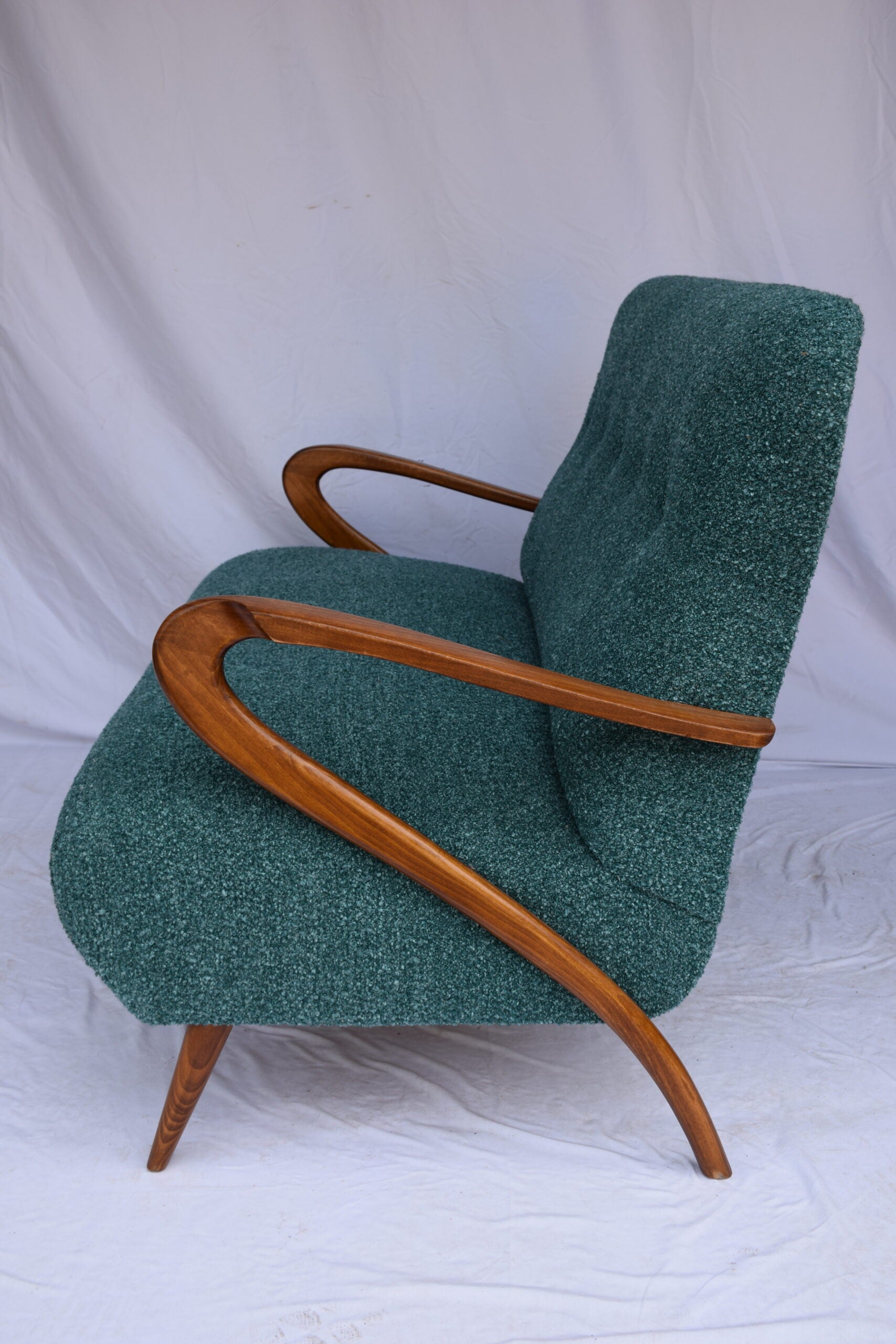 Italian Mid-Century Settee - Sofà Carlo Mollino Style in Teal Green