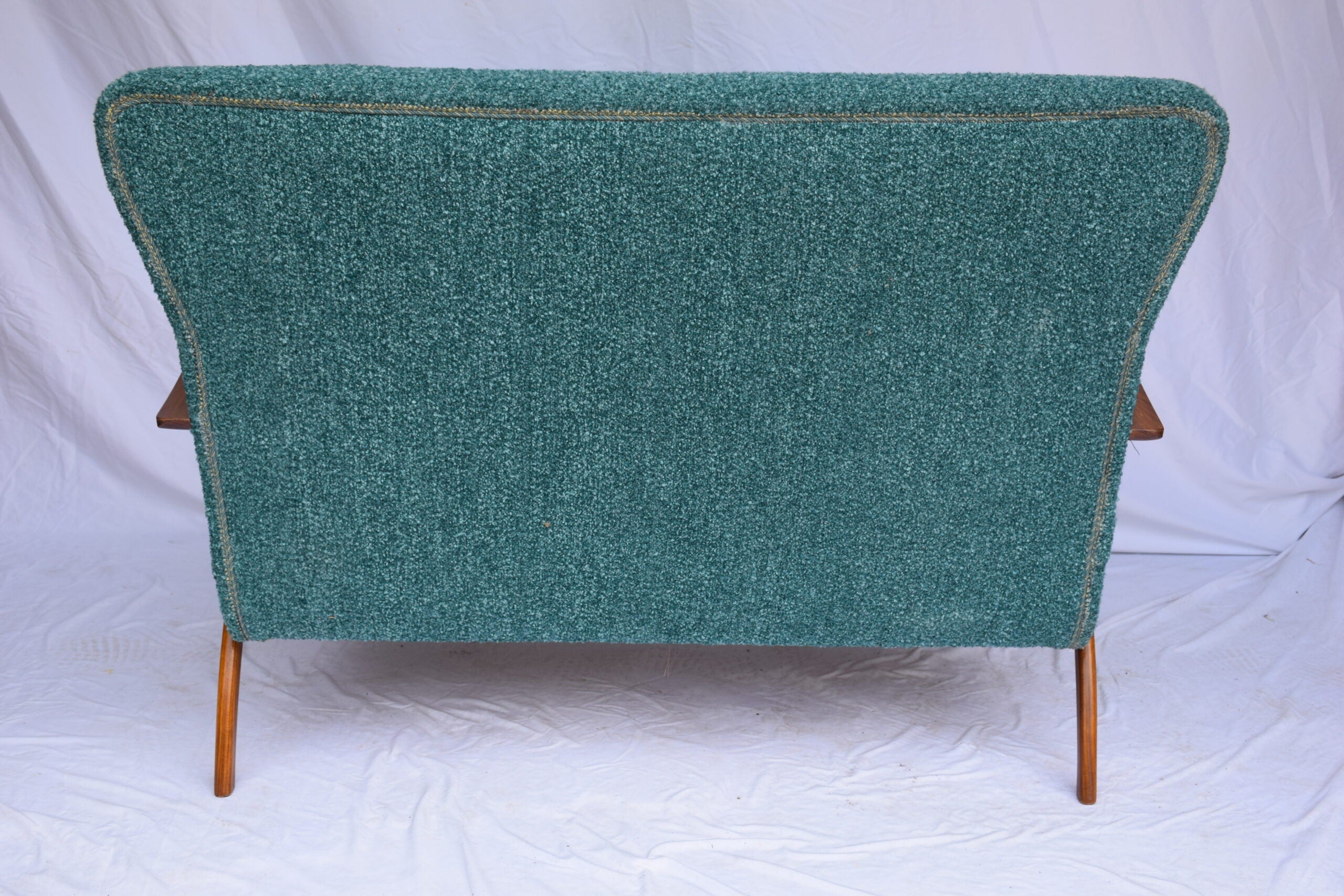 Italian Mid-Century Settee - Sofà Carlo Mollino Style in Teal Green