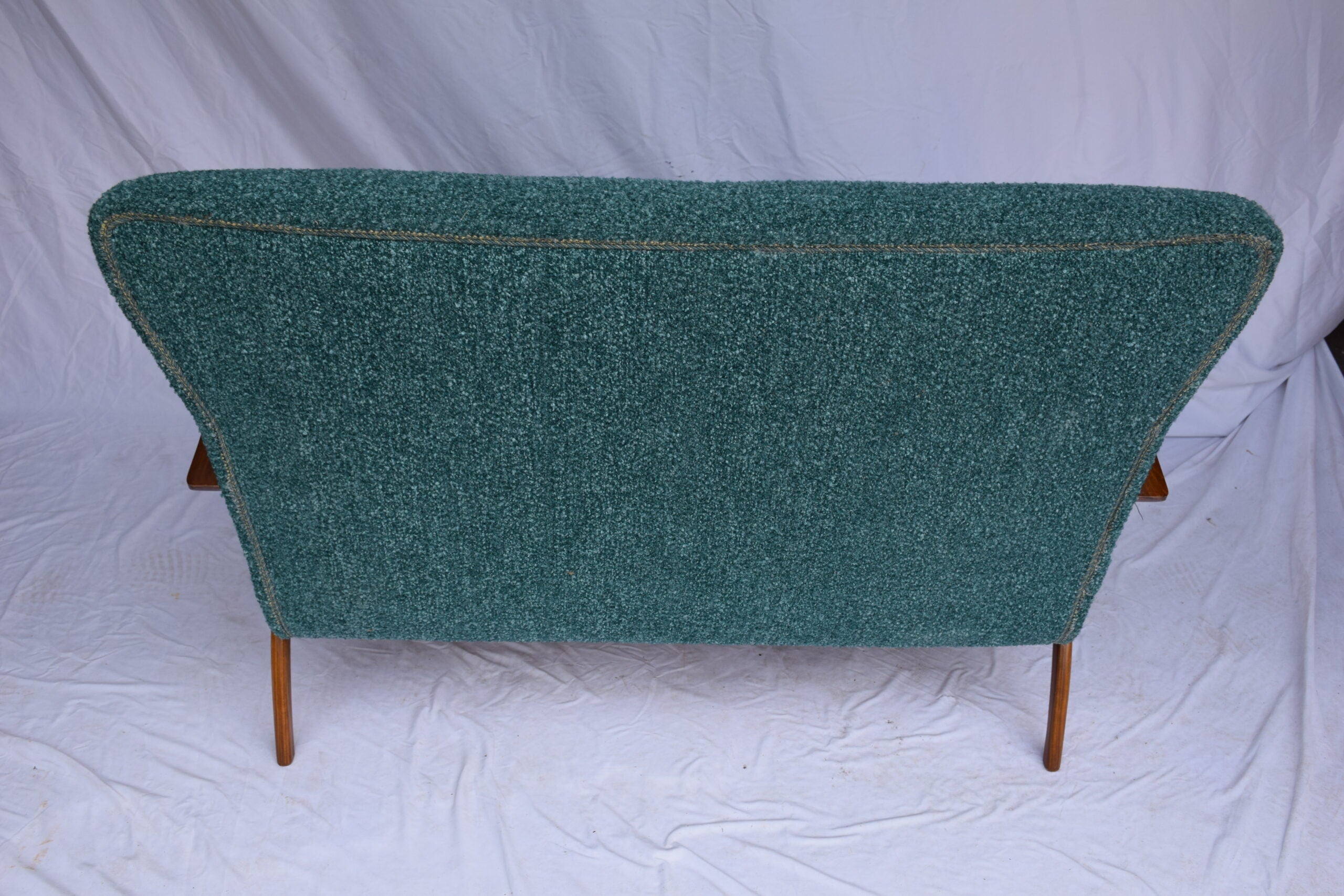Italian Mid-Century Settee - Sofà Carlo Mollino Style in Teal Green
