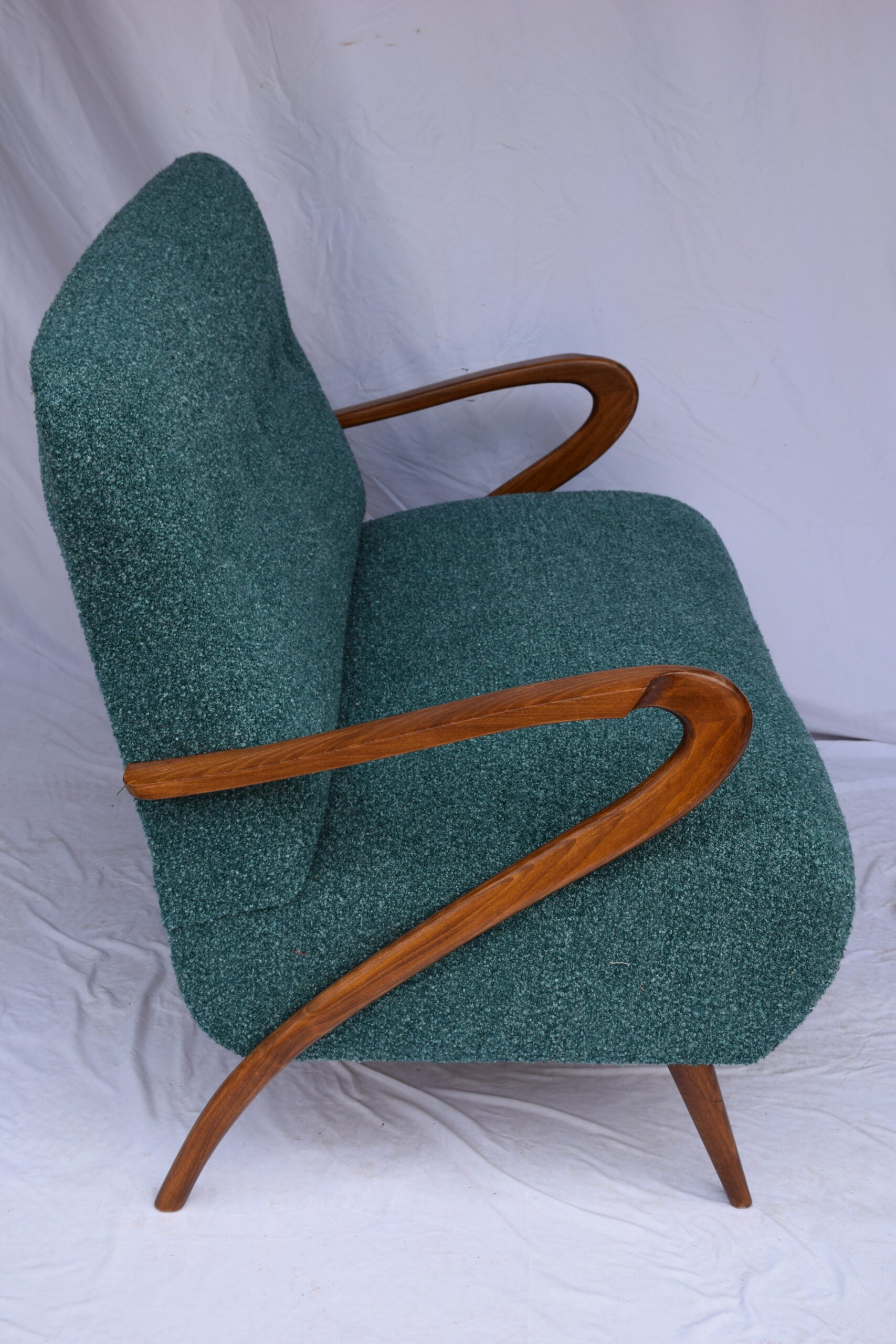 Italian Mid-Century Settee - Sofà Carlo Mollino Style in Teal Green