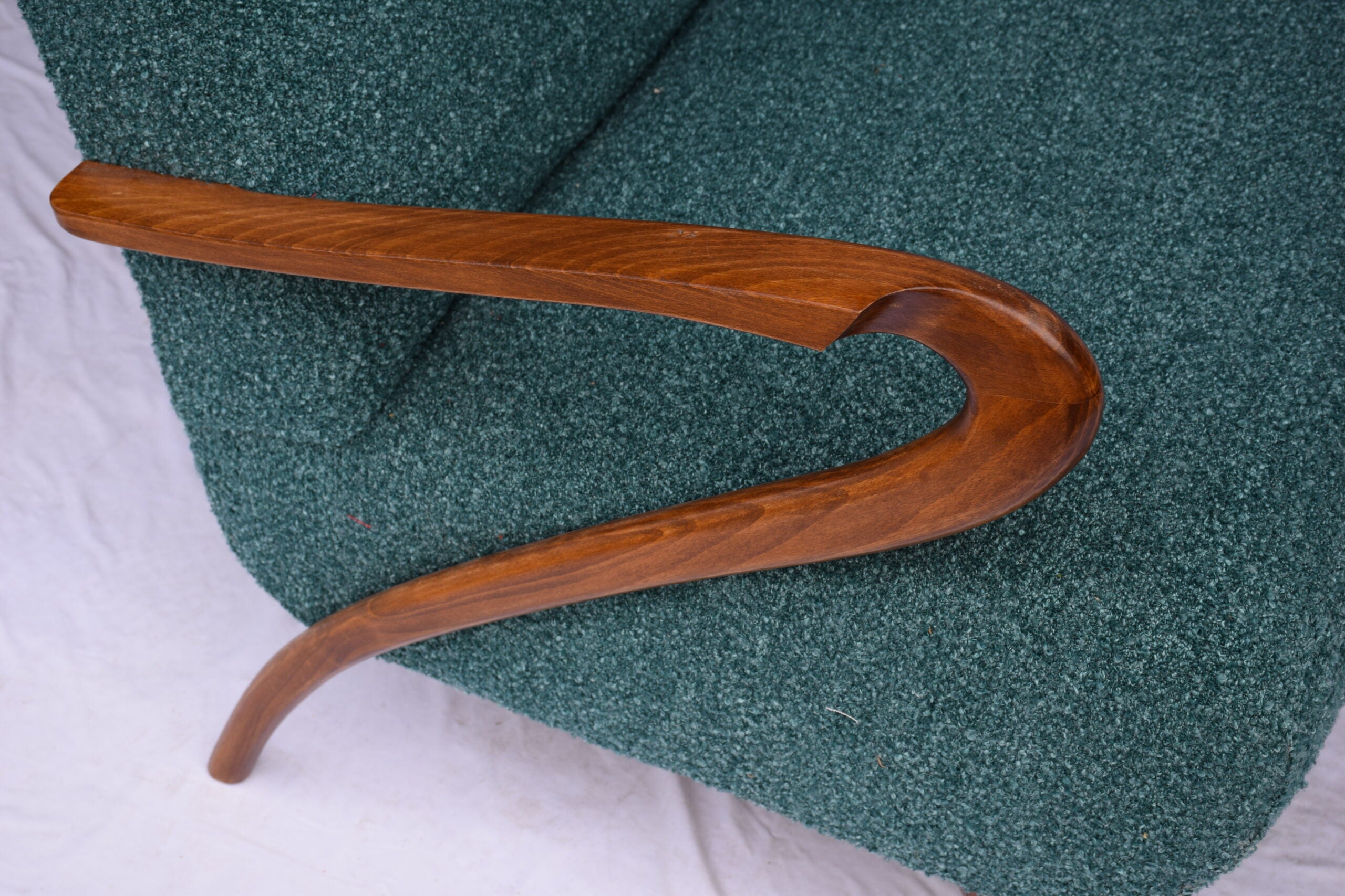 Italian Mid-Century Settee - Sofà Carlo Mollino Style in Teal Green
