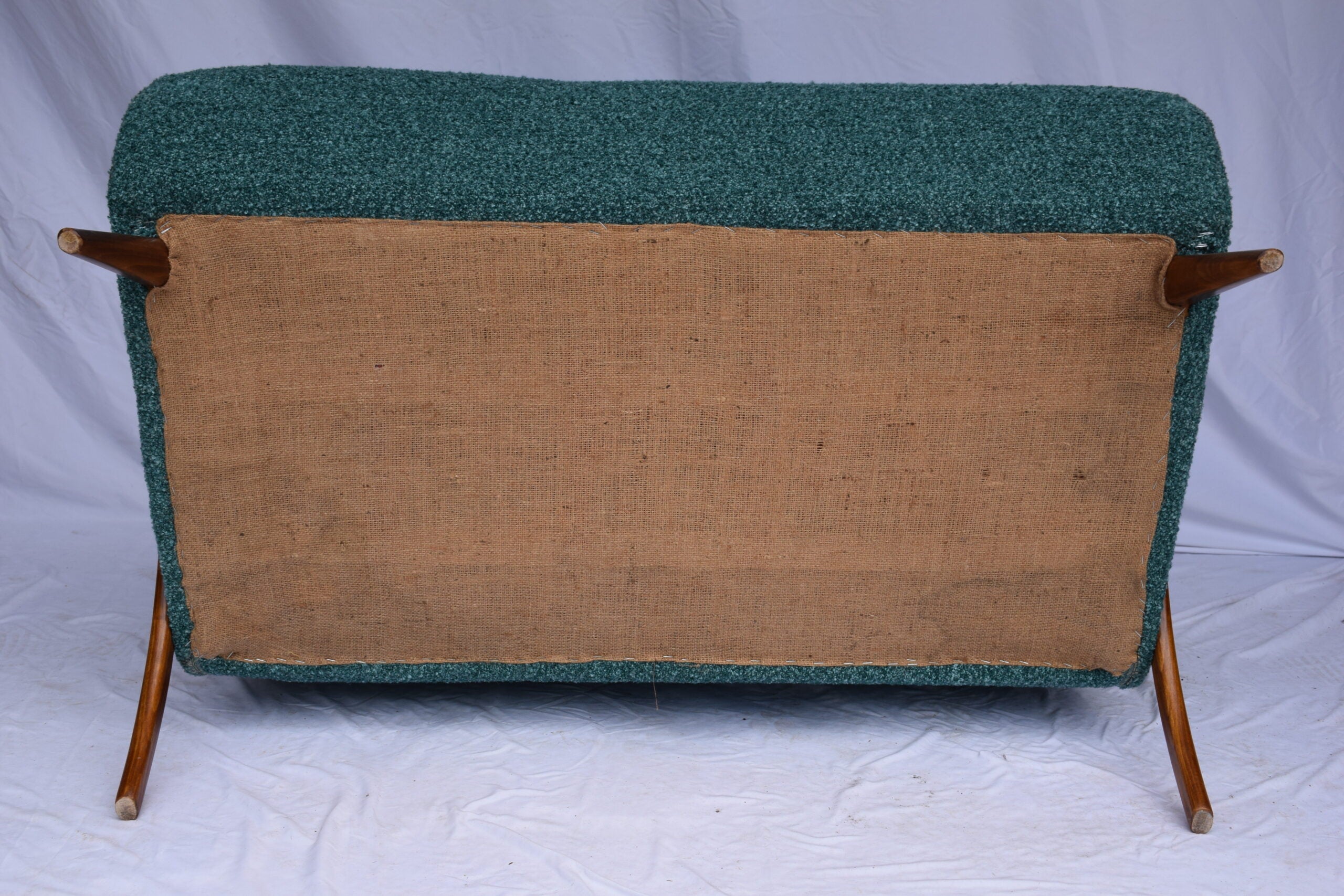 Italian Mid-Century Settee - Sofà Carlo Mollino Style in Teal Green
