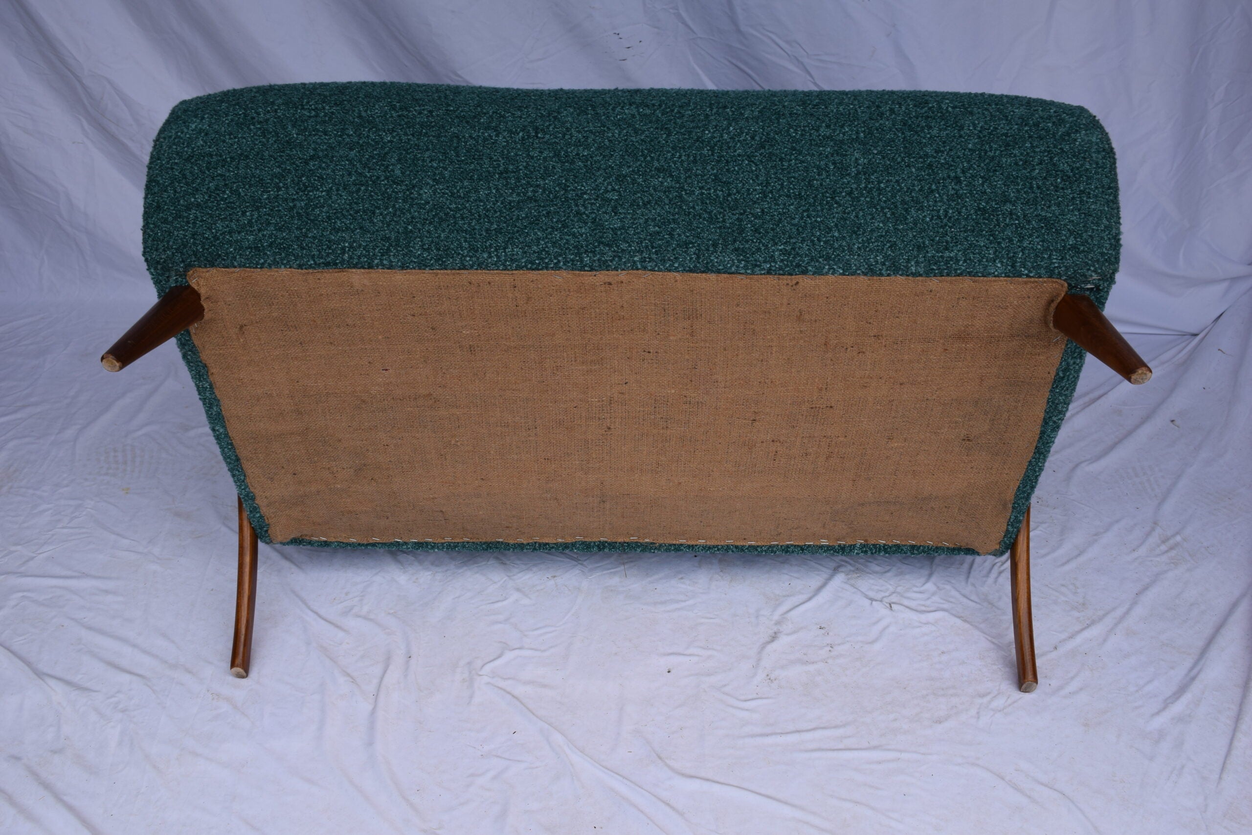 Italian Mid-Century Settee - Sofà Carlo Mollino Style in Teal Green