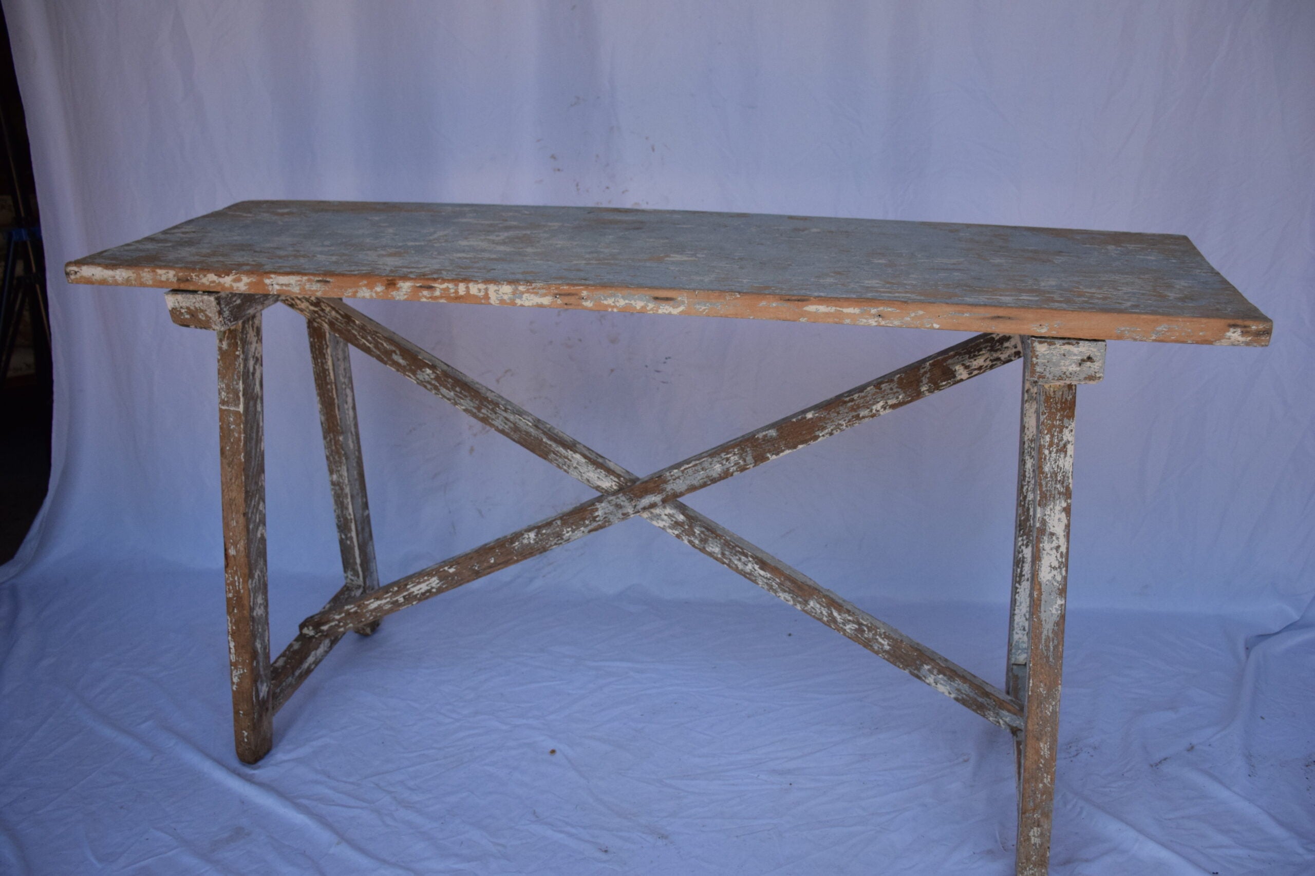 Italian Single Slab Trestle Console Table