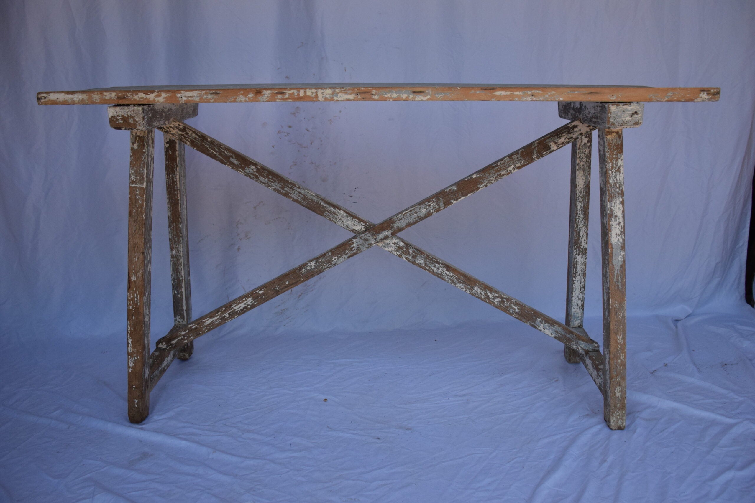 Italian Single Slab Trestle Console Table