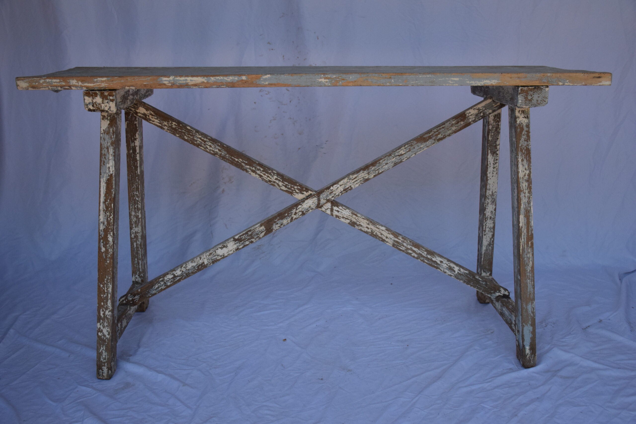 Italian Single Slab Trestle Console Table