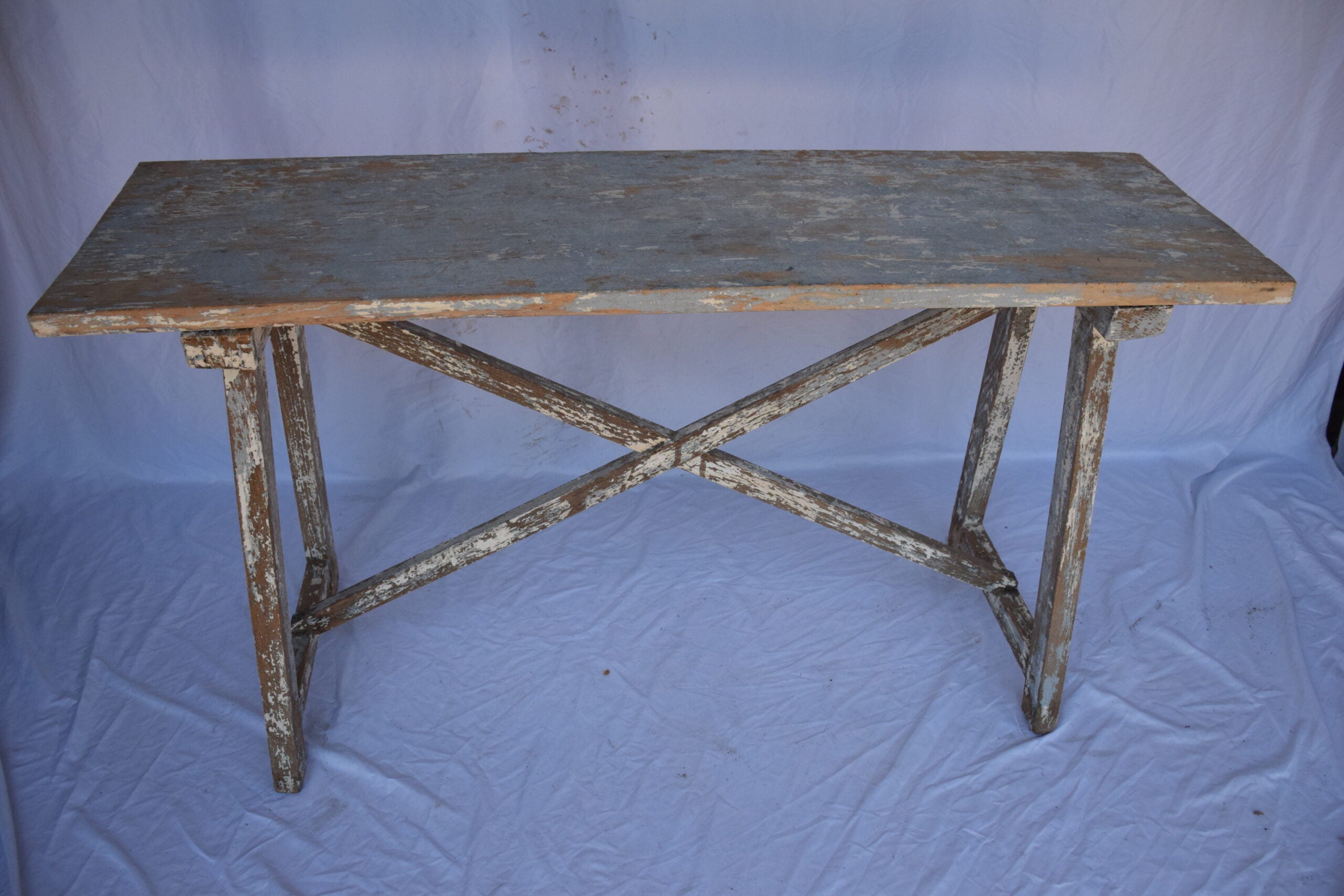 Italian Single Slab Trestle Console Table