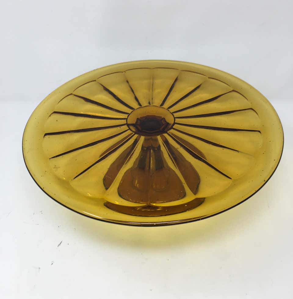 Amber Cut Glass Patisserie Stand