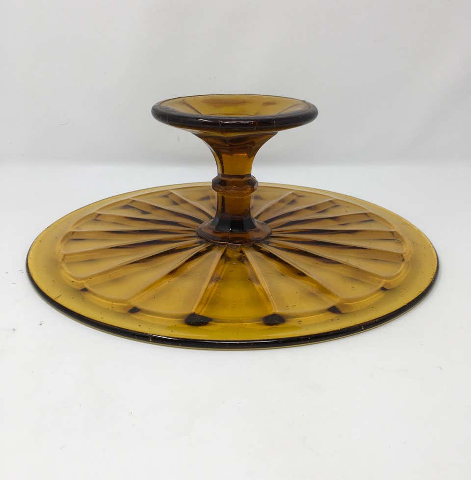 Amber Cut Glass Patisserie Stand