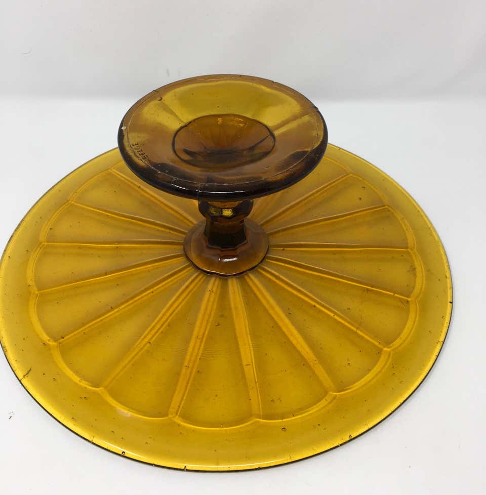 Amber Cut Glass Patisserie Stand