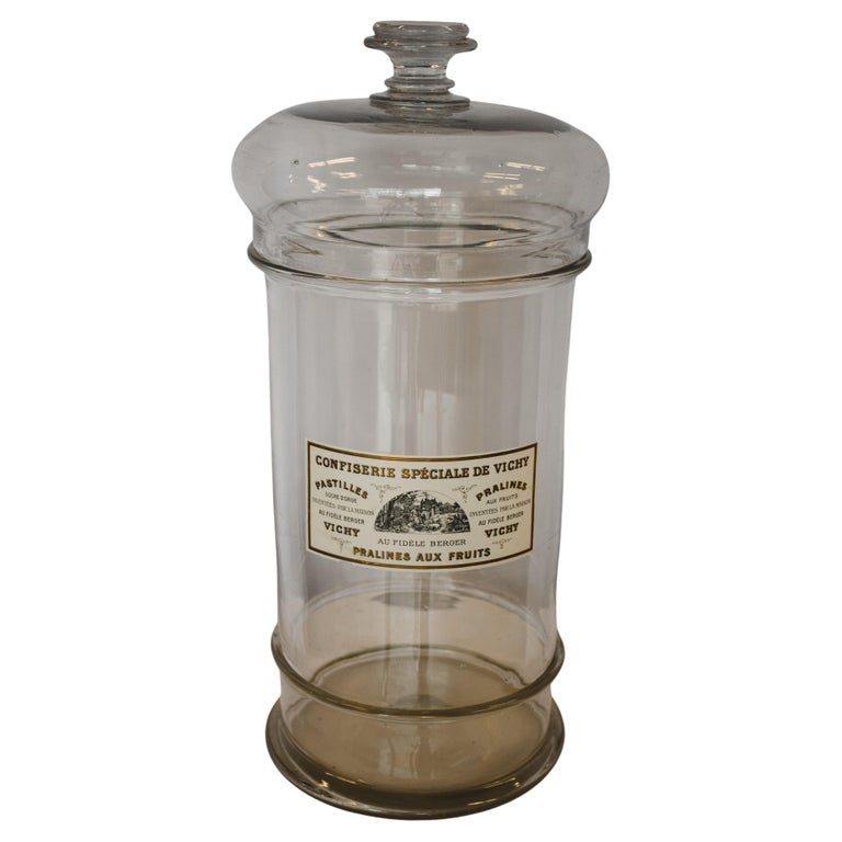 Large French Bon Bon Jar with Lid