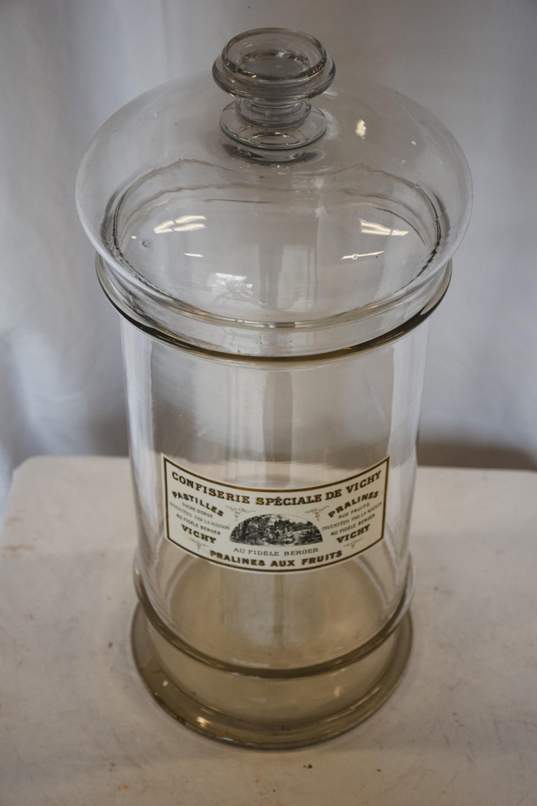 Large French Bon Bon Jar with Lid