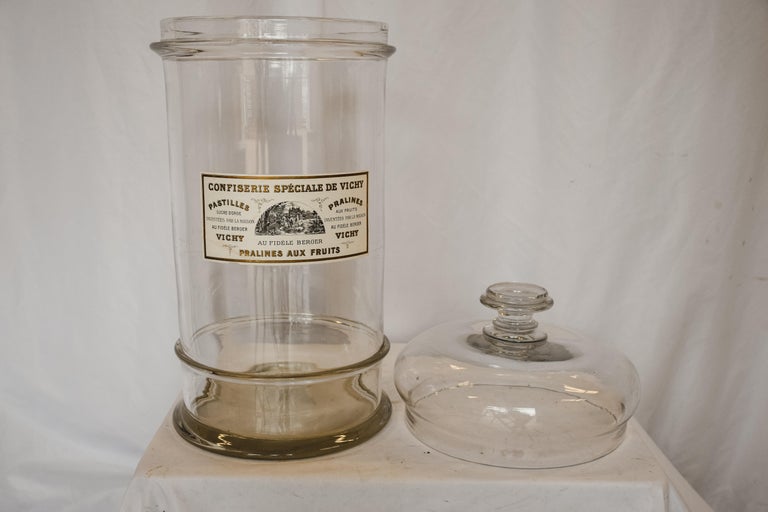 Large French Bon Bon Jar with Lid
