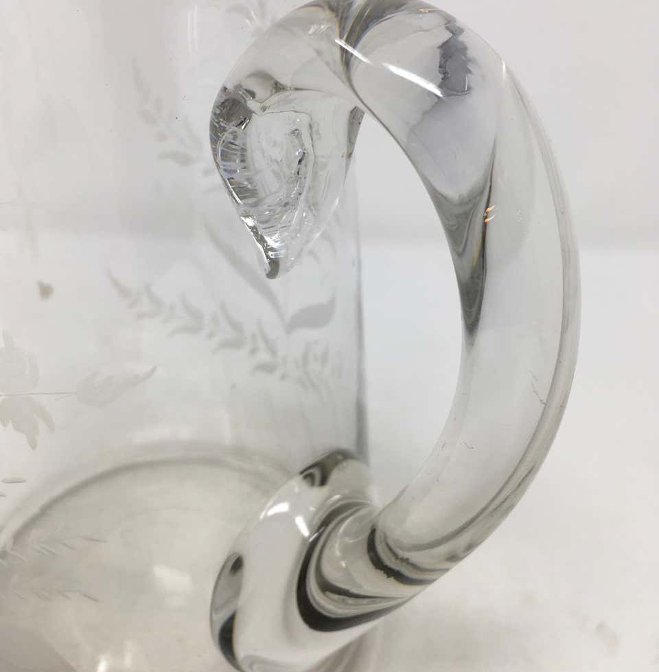 19th Century Etched Glass Pitcher