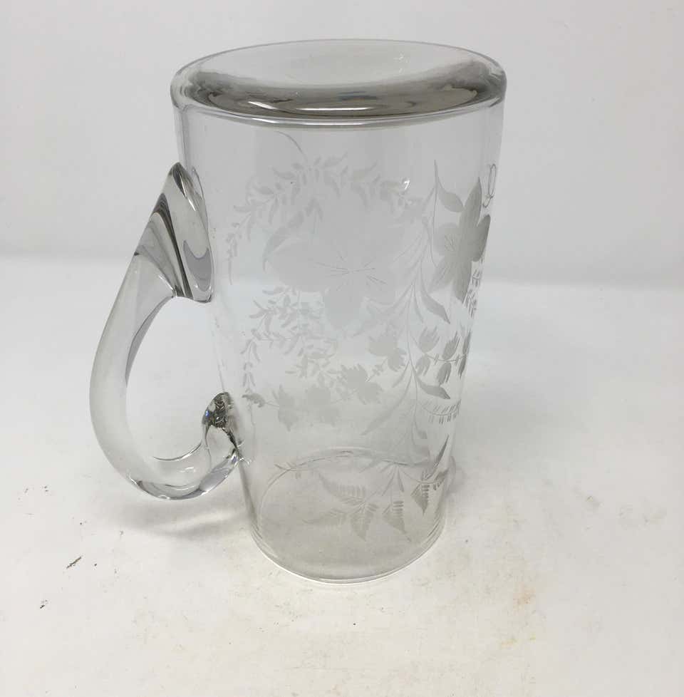19th Century Etched Glass Pitcher