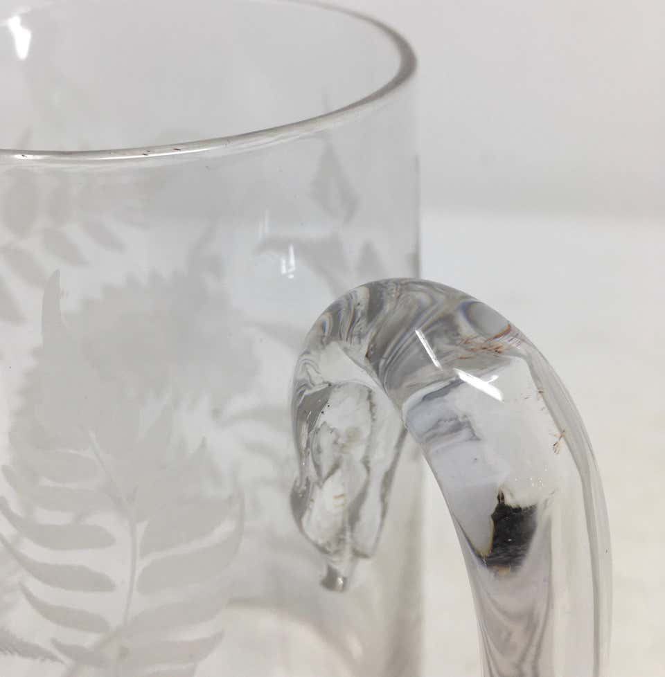 19th Century English Etched Glass Pitcher