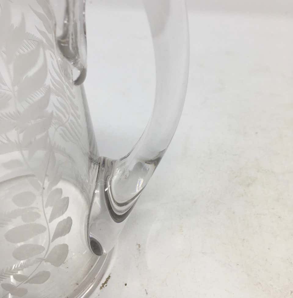19th Century English Etched Glass Pitcher