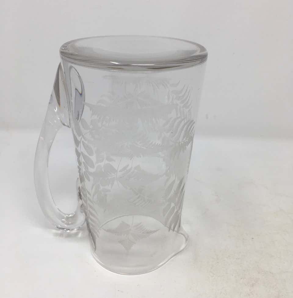 19th Century English Etched Glass Pitcher