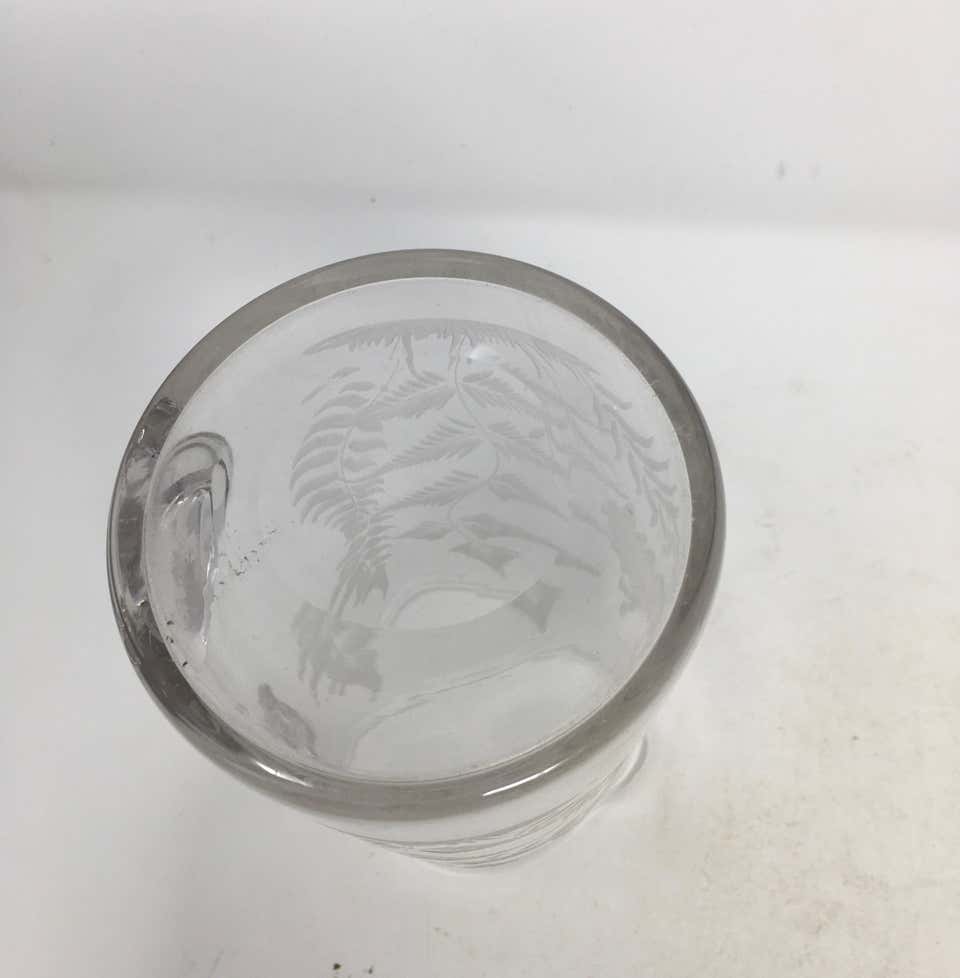 19th Century English Etched Glass Pitcher