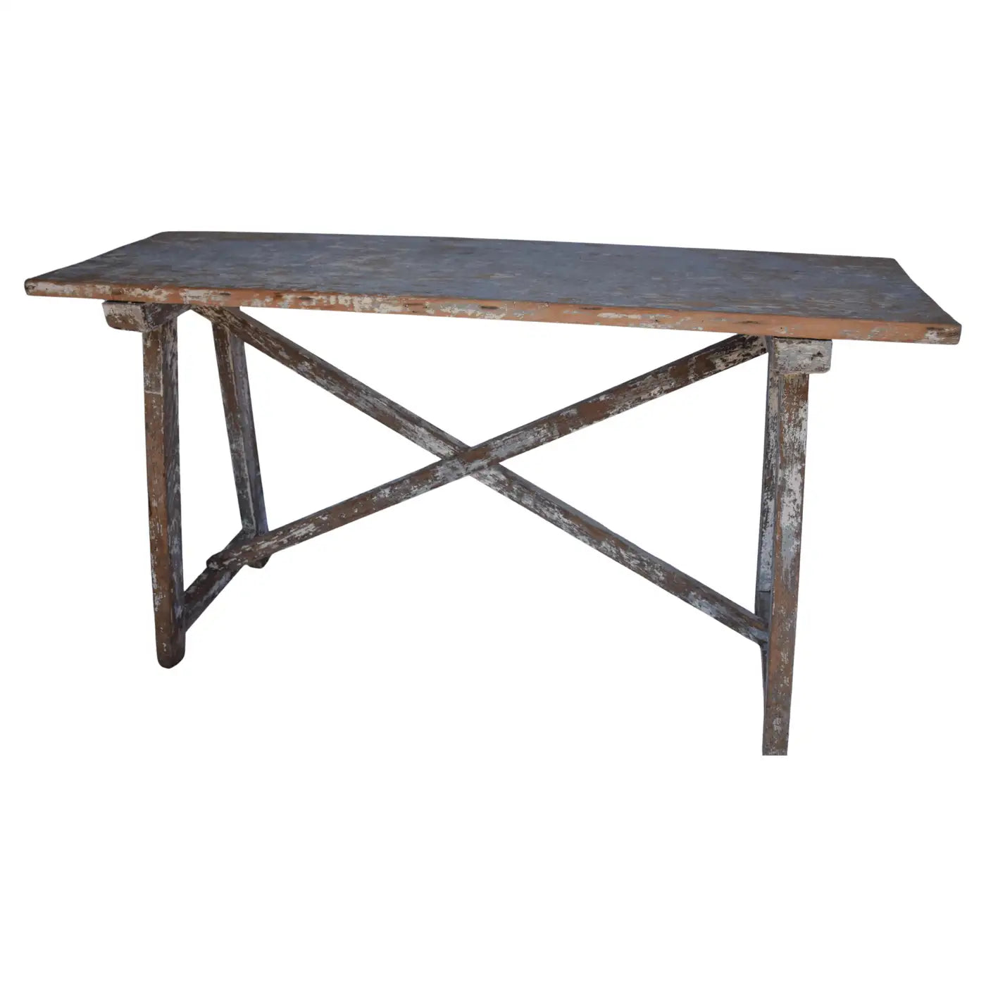 Italian Single Slab Trestle Console Table
