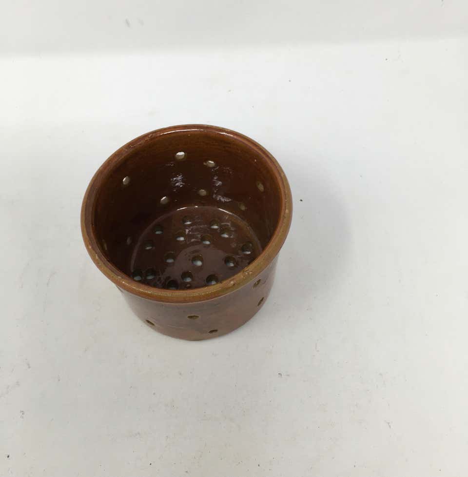 Antique French Terracotta Glazed Cheese Mould or Cheese Strainer