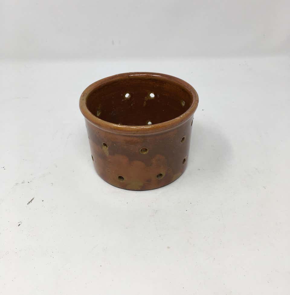 Antique French Terracotta Glazed Cheese Mould or Cheese Strainer