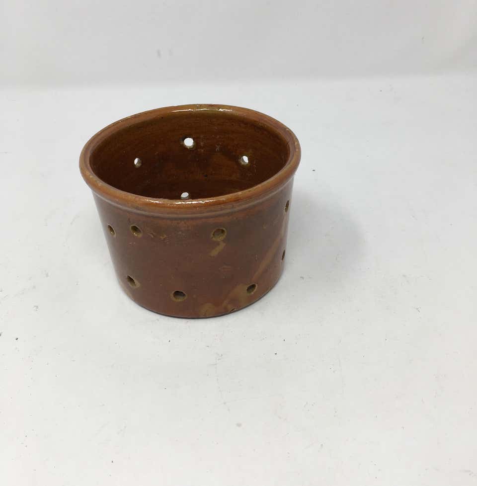 Antique French Terracotta Glazed Cheese Mould or Cheese Strainer