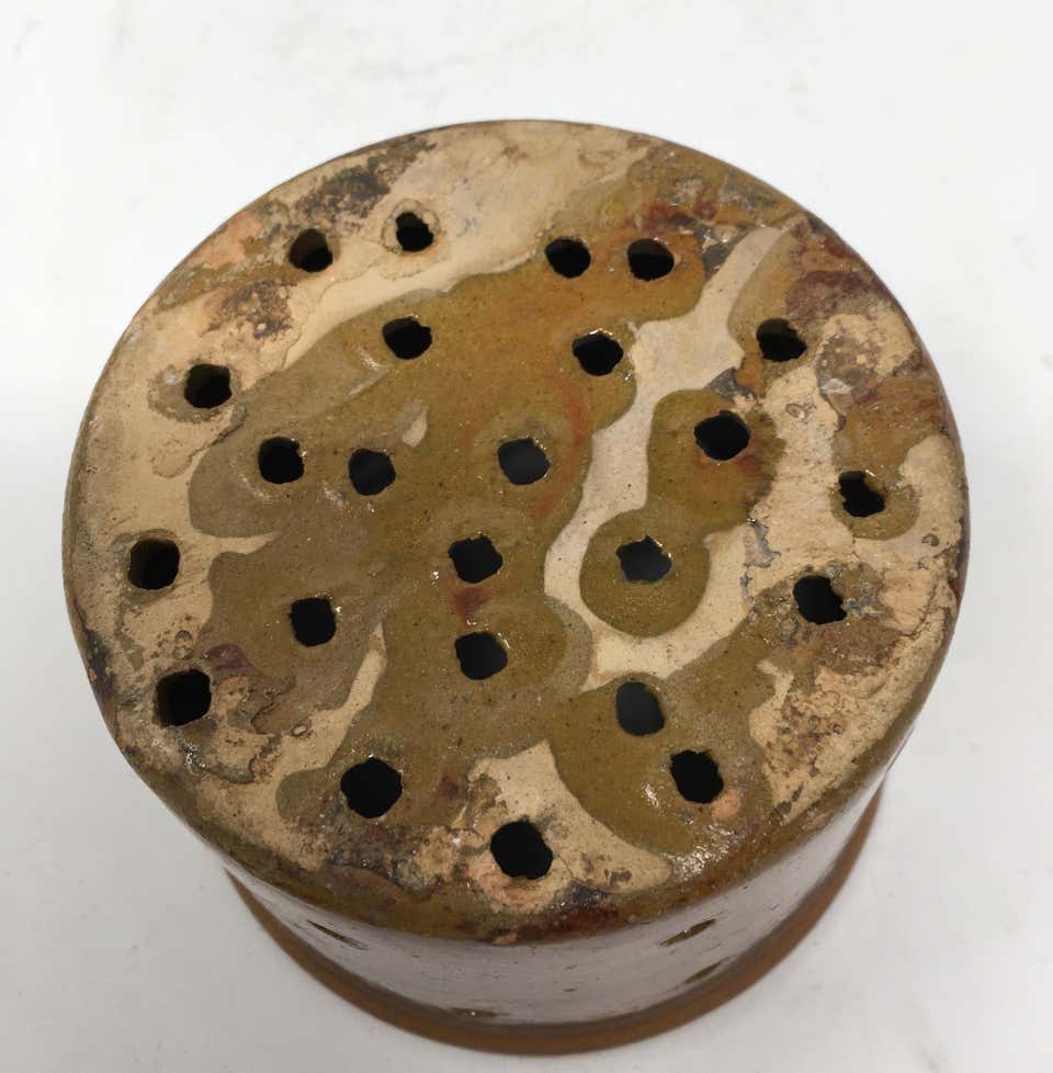 Antique French Terracotta Glazed Cheese Mould or Cheese Strainer
