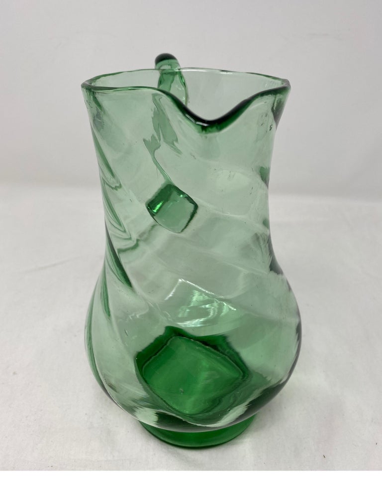 French Green Crystal Pitcher