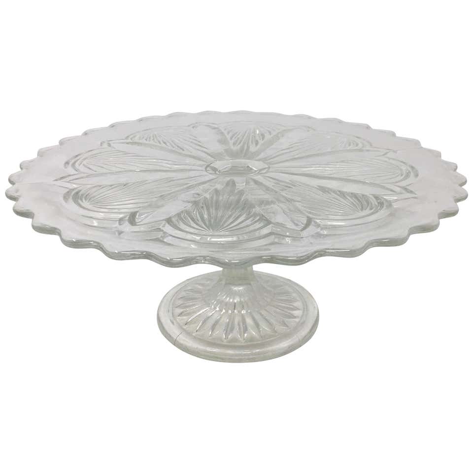 Antique Pedestal Glass Cake Patisserie Stand