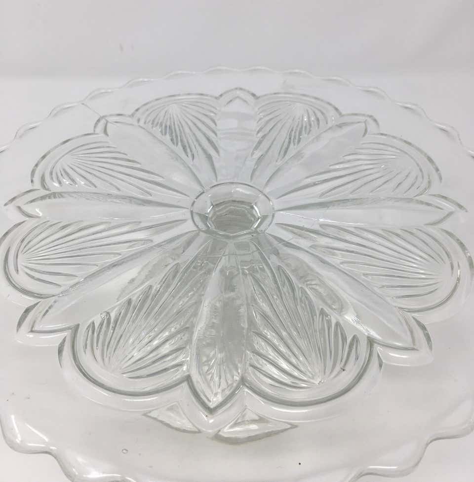 Antique Pedestal Glass Cake Patisserie Stand