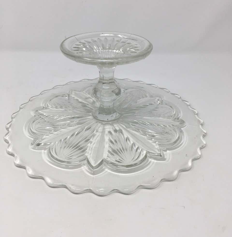Antique Pedestal Glass Cake Patisserie Stand