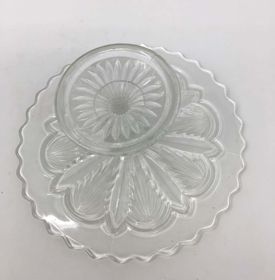 Antique Pedestal Glass Cake Patisserie Stand