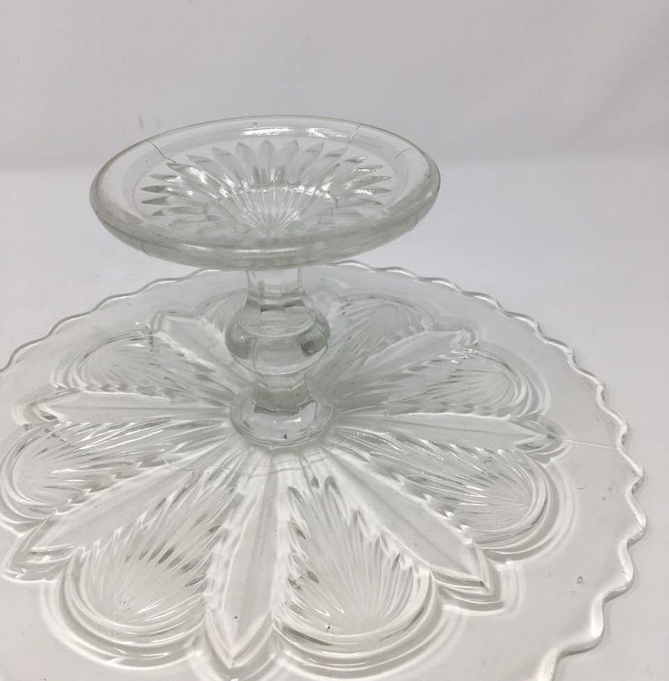 Antique Pedestal Glass Cake Patisserie Stand