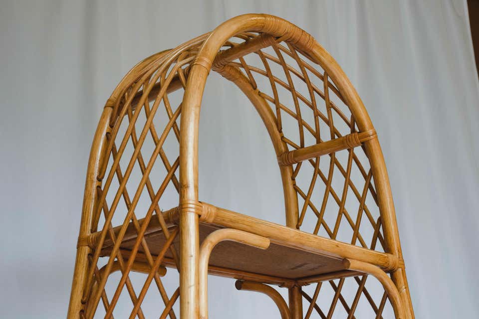 Mid Century Rattan Etagere