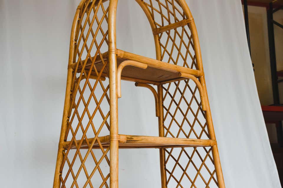 Mid Century Rattan Etagere