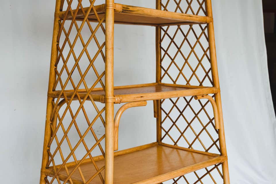 Mid Century Rattan Etagere