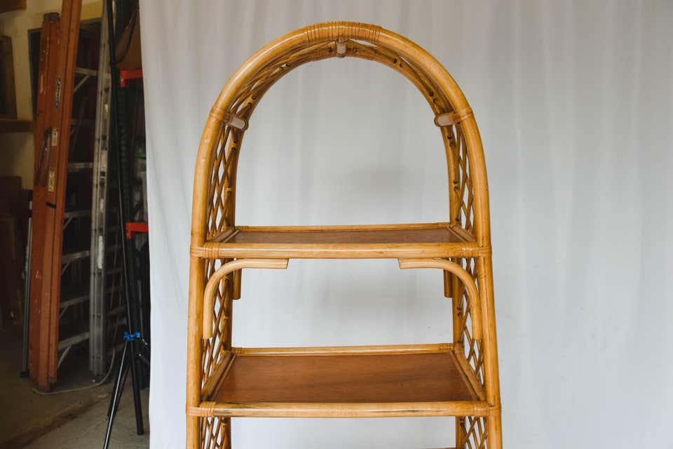 Mid Century Rattan Etagere