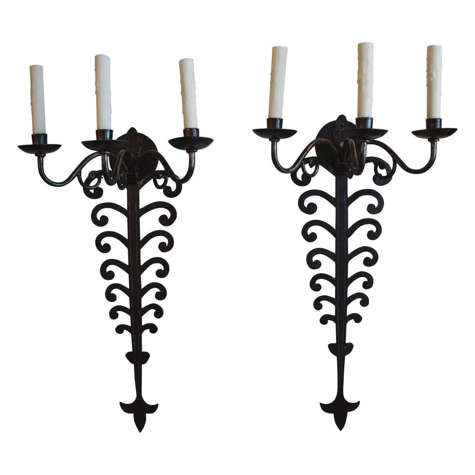 Pair of Late 19th Century Iron Sconces