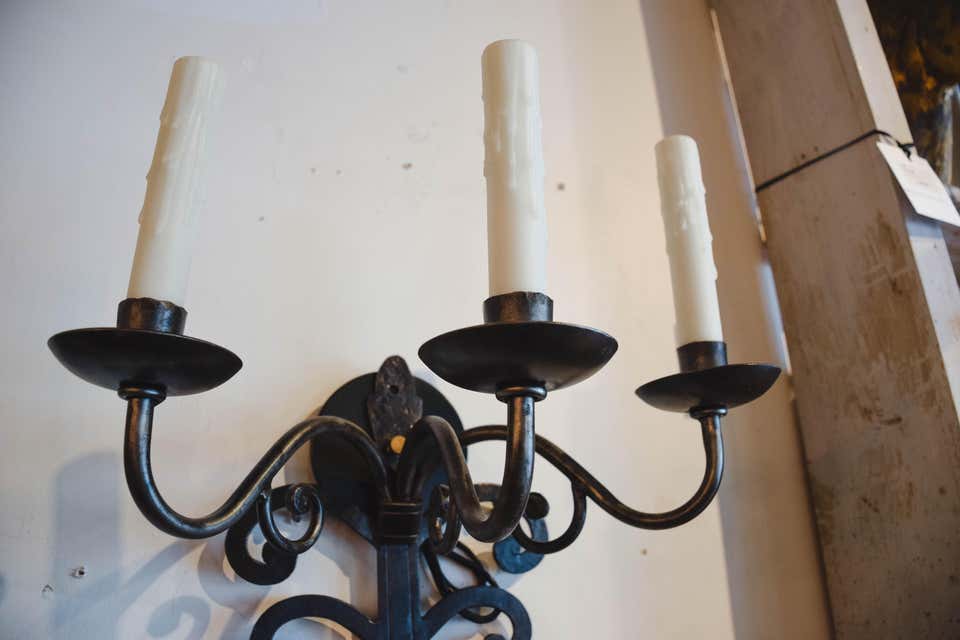 Pair of Late 19th Century Iron Sconces