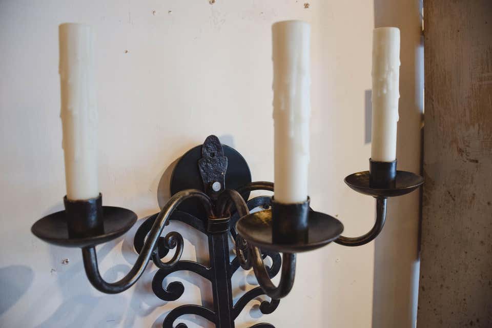 Pair of Late 19th Century Iron Sconces